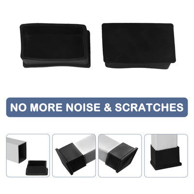 Harfington Uxcell PVC Chair Rectangle Leg Caps End Tip Pads Feet Cover Desk Floor Protector 12pcs