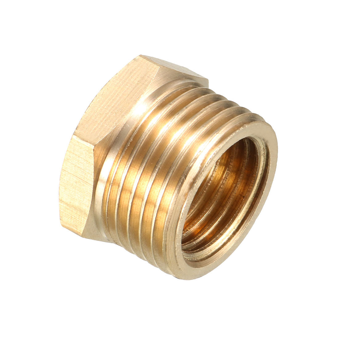 uxcell Uxcell Brass Threaded Pipe Fitting 3/8 PT Male x 1/4 PT Female Hex Bushing Adapter