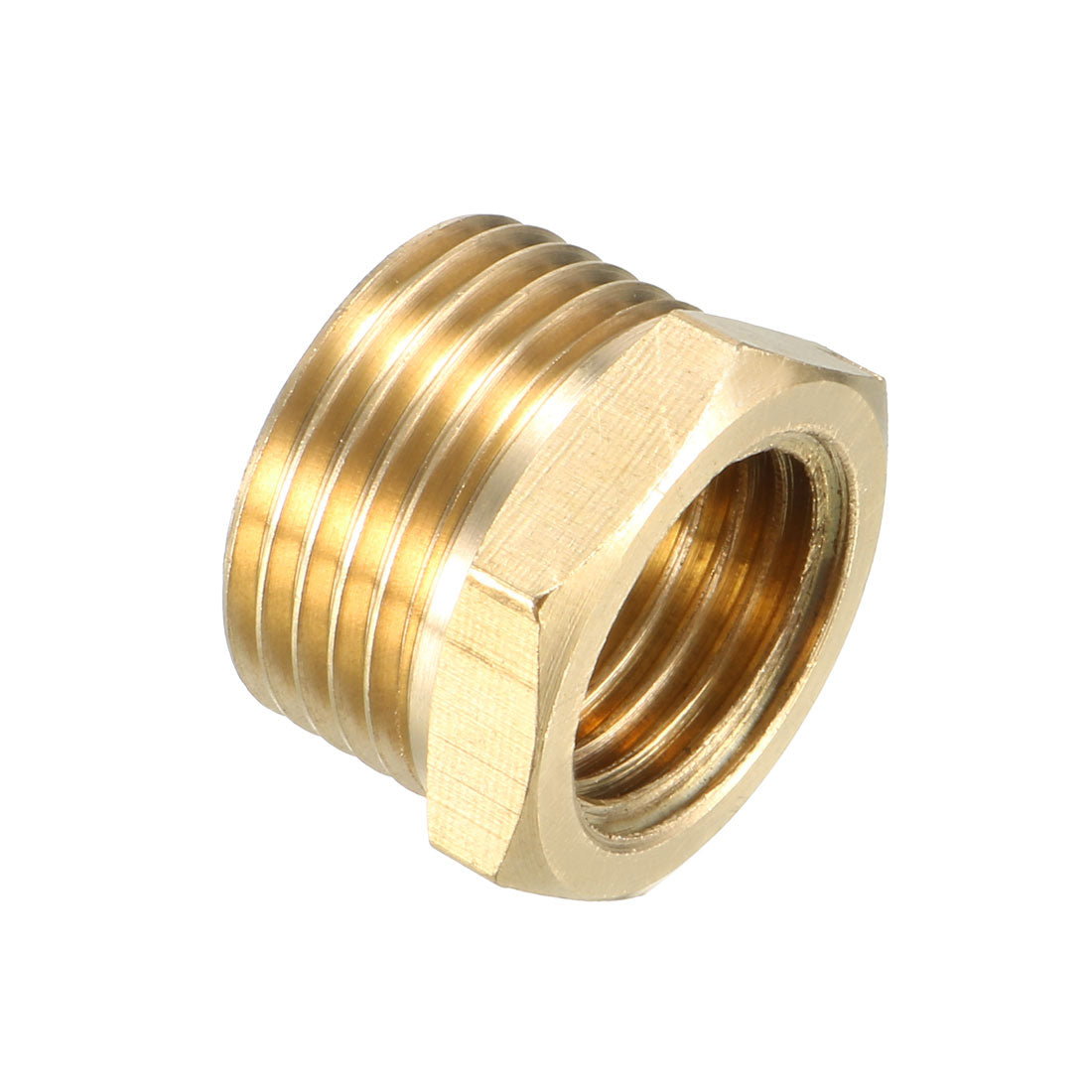 uxcell Uxcell Brass Threaded Pipe Fitting 3/8 PT Male x 1/4 PT Female Hex Bushing Adapter