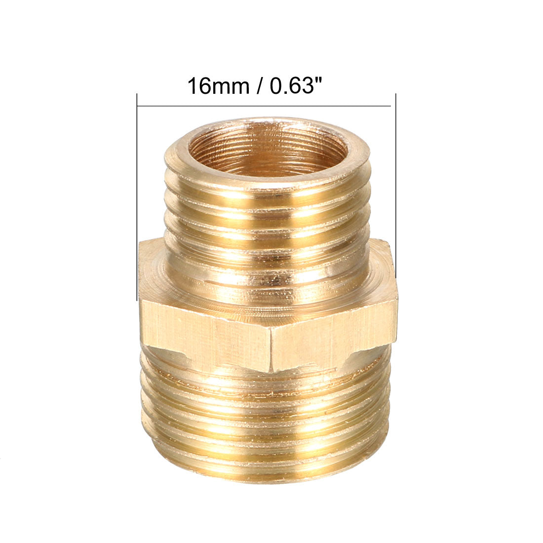 uxcell Uxcell Brass Pipe Fitting Reducing Hex Bushing 3/8 BSP Male x 1/4 BSP Male Adapter