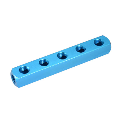 uxcell Uxcell 1/4" G Threaded Pneumatic 8 Ports 5 Way Quick Connect Splitter Air Hose Inline Manifold Block Splitter