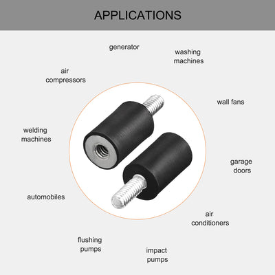 uxcell Uxcell M4 Thread Male Female Rubber Mounts,Vibration Isolators,10mm x 15mm Black 4pcs