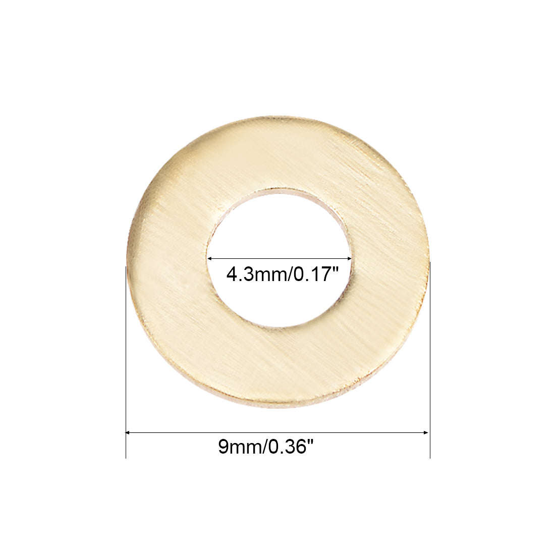 uxcell Uxcell 100Pcs 4.3mm x 9mm x 0.8mm Copper Flat Washer for Screw Bolt