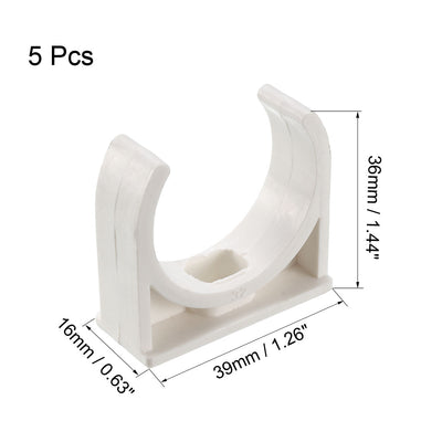 Harfington Uxcell PVC Water Pipe 32mm Clamps Clips, Fit for 32mm/1.26 Inch OD TV Trays Tubing Hose Hanger Support Pex Tubing, 5Pcs