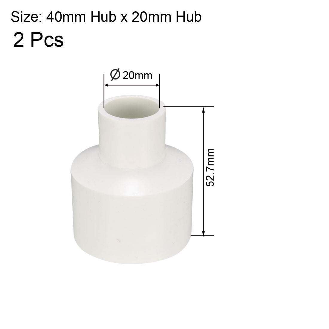 uxcell Uxcell 40mm x 20mm PVC Reducing Coupling Hub by Hub Pipe Fitting Adapter Connector 2pcs