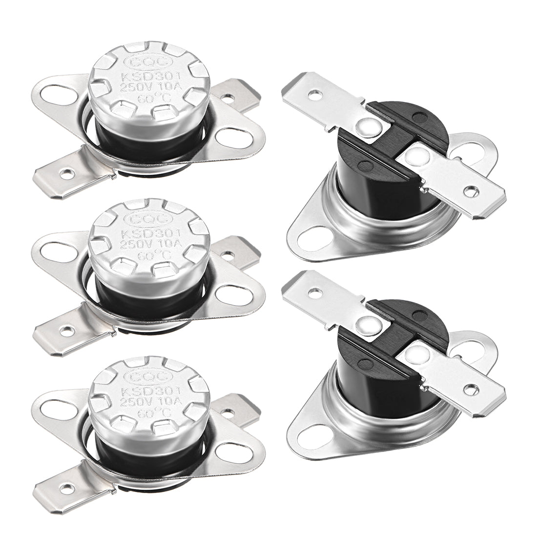 uxcell Uxcell Temperature Control Switch , Thermostat , KSD301 60°C , 10A , Normally Closed N.C 6.3mm Pin 5pcs