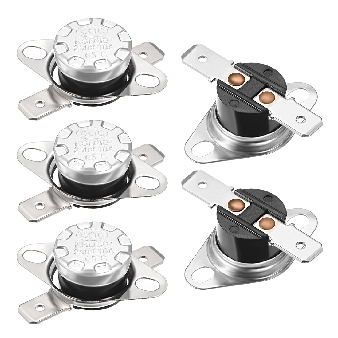 uxcell Uxcell Temperature Control Switch , Thermostat , KSD301 65°C , 10A , Normally Closed N.C 6.3mm Pin 5pcs