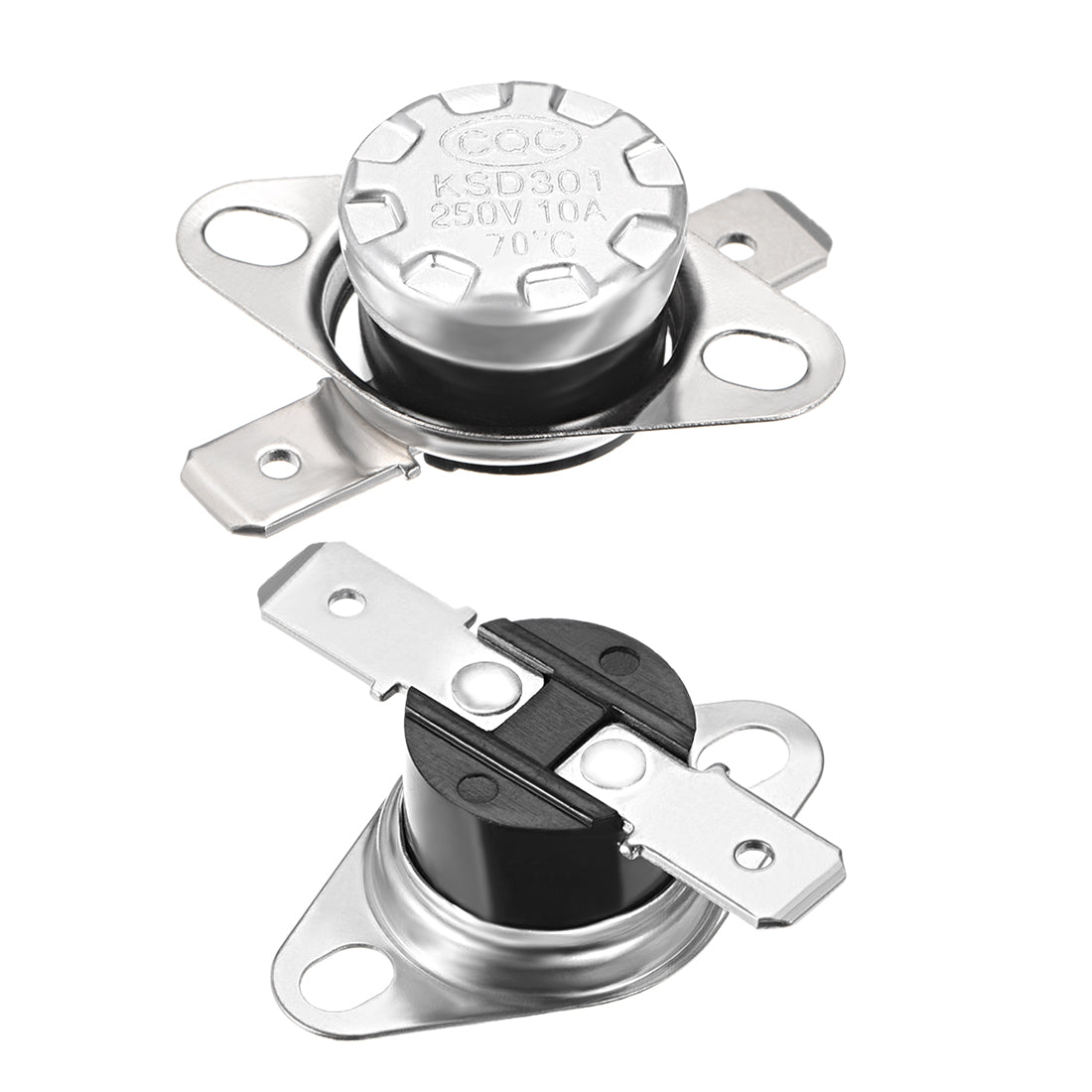 uxcell Uxcell Temperature Control Switch , Thermostat , KSD301 70 C , 10A , Normally Closed N.C 6.3mm Pin 2pcs