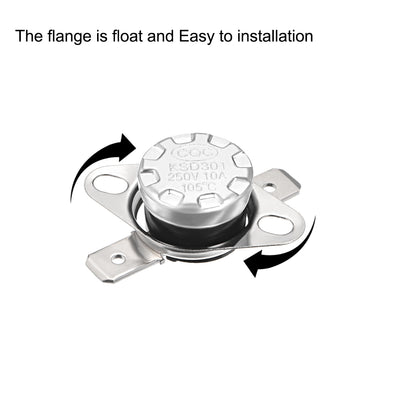 Harfington Uxcell Temperature Control Switch , Thermostat , KSD301 105°C , 10A , Normally Closed N.C 6.3mm Pin 2pcs
