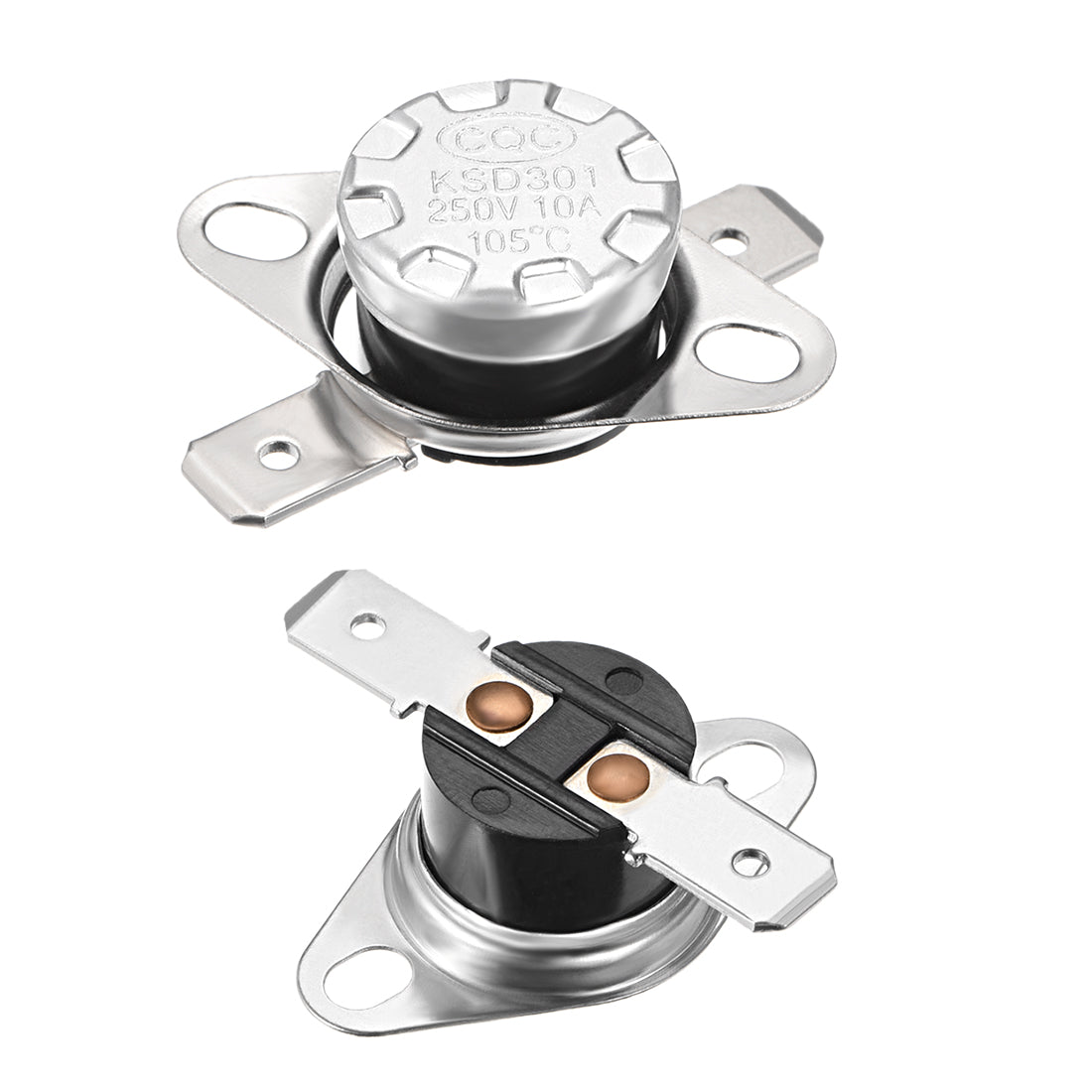 uxcell Uxcell Temperature Control Switch , Thermostat , KSD301 105°C , 10A , Normally Closed N.C 6.3mm Pin 2pcs