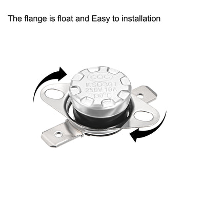 Harfington Uxcell Temperature Control Switch , Thermostat , KSD301 130°C , 10A , Normally Closed N.C 6.3mm Pin 5pcs