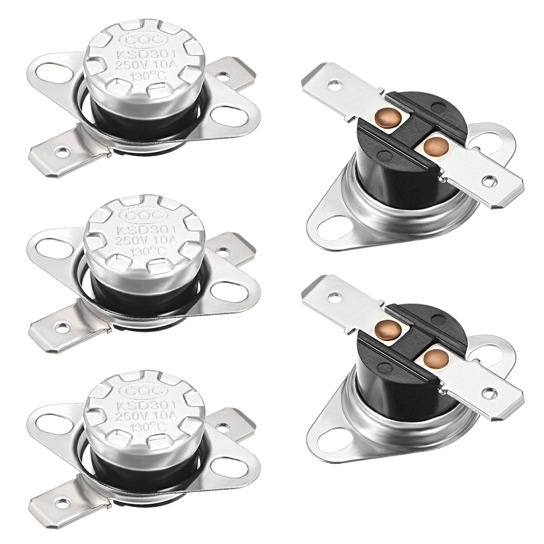 uxcell Uxcell Temperature Control Switch , Thermostat , KSD301 130°C , 10A , Normally Closed N.C 6.3mm Pin 5pcs