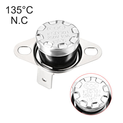 Harfington Uxcell Temperature Control Switch , Thermostat , KSD301 135°C , 10A , Normally Closed N.C 2pcs