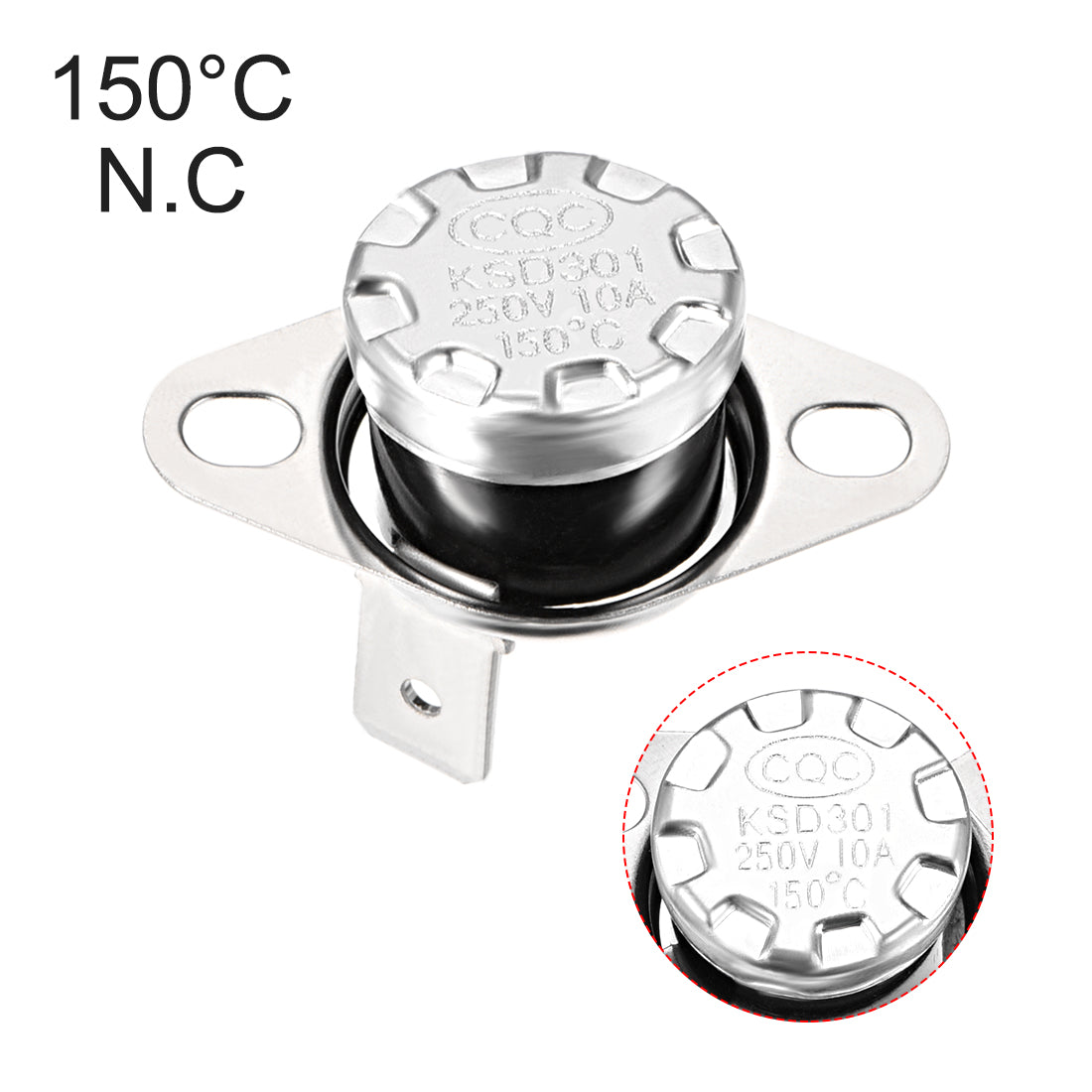 uxcell Uxcell Temperature Control Switch , Thermostat , KSD301 150°C , 10A , Normally Closed N.C 2pcs