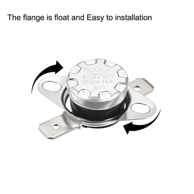 Harfington Uxcell Temperature Control Switch , Thermostat , KSD301 50°C , 10A , Normally Open N.O 6.3mm Pin 5pcs
