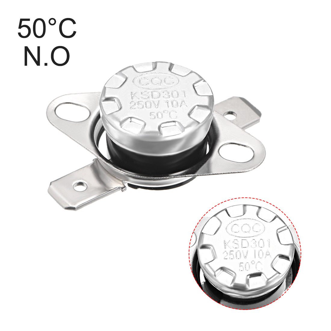 uxcell Uxcell Temperature Control Switch , Thermostat , KSD301 50°C , 10A , Normally Open N.O 6.3mm Pin 5pcs