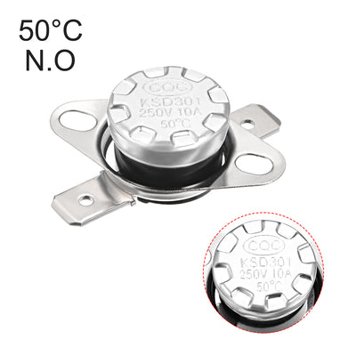 Harfington Uxcell Temperature Control Switch , Thermostat , KSD301 50°C , 10A , Normally Open N.O 6.3mm Pin 5pcs