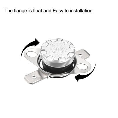 Harfington Uxcell Temperature Control Switch , Thermostat , KSD301 75°C , 10A , Normally Open N.O 6.3mm Pin 5pcs