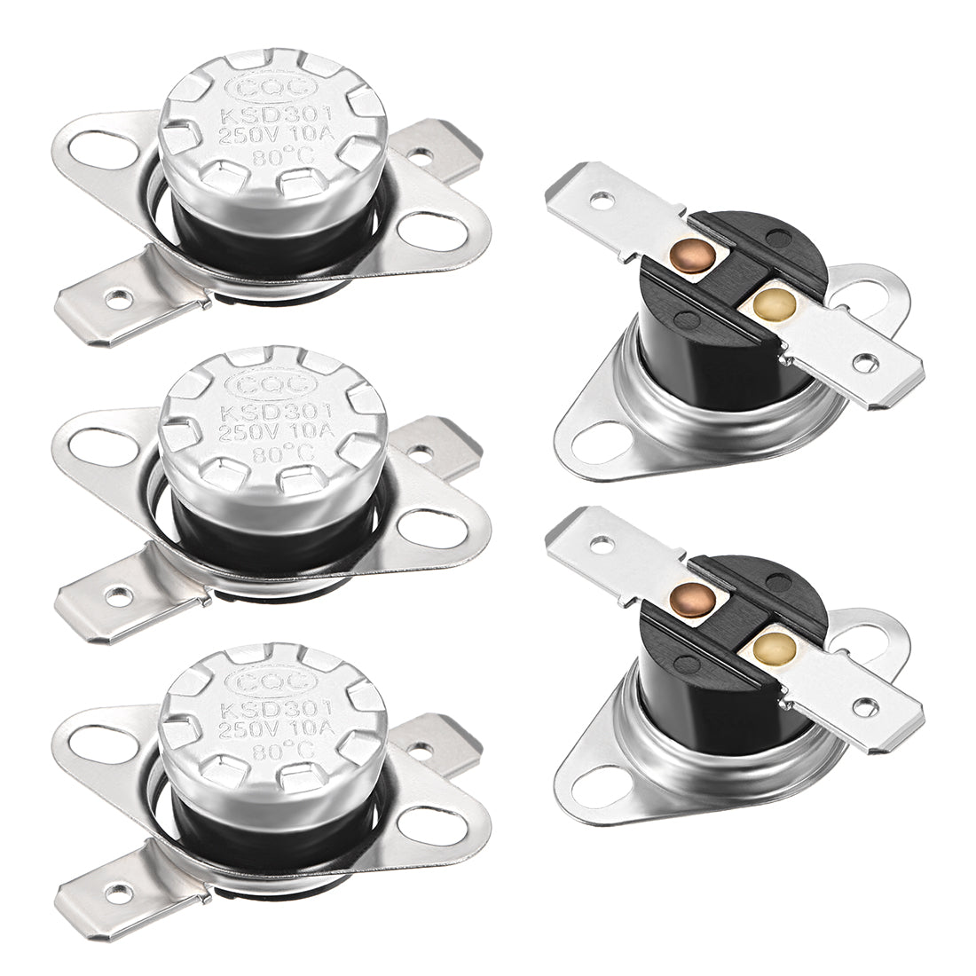 uxcell Uxcell Temperature Control Switch , Thermostat , KSD301 80°C , 10A , Normally Open N.O 6.3mm Pin 5pcs