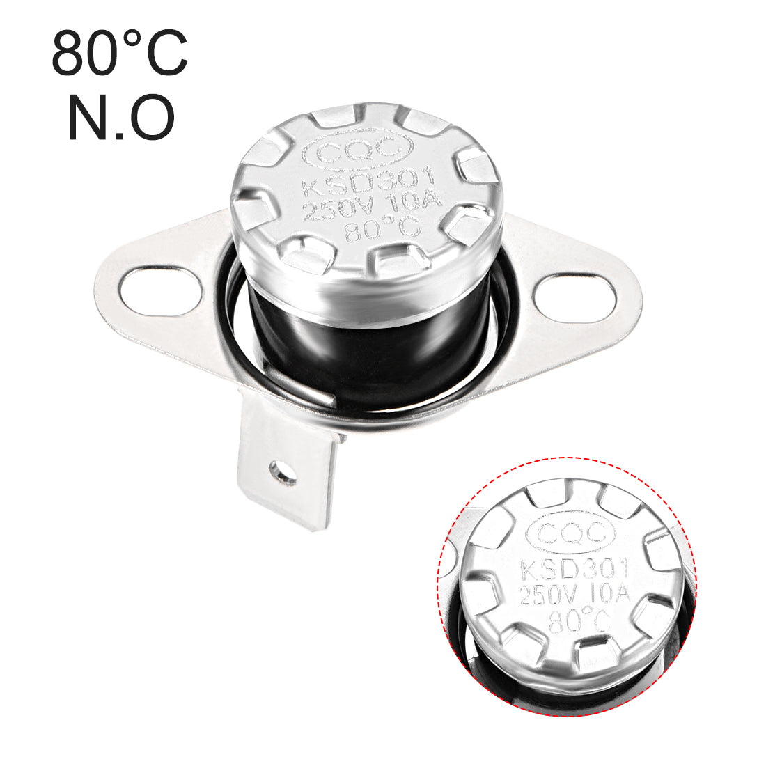 uxcell Uxcell Temperature Control Switch , Thermostat , KSD301 80°C , 10A , Normally Open N.O 2pcs