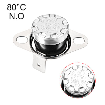 Harfington Uxcell Temperature Control Switch , Thermostat , KSD301 80°C , 10A , Normally Open N.O 2pcs