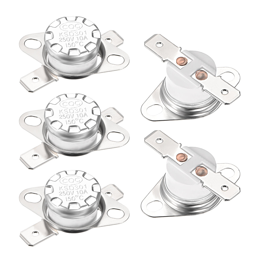 uxcell Uxcell Temperature Control Switch , Thermostat , KSD301 150°C , 10A , Normally Closed N.C 6.3mm Pin 5pcs