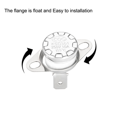 Harfington Uxcell Temperature Control Switch , Thermostat , KSD301 155°C , 10A , Normally Closed N.C 5pcs