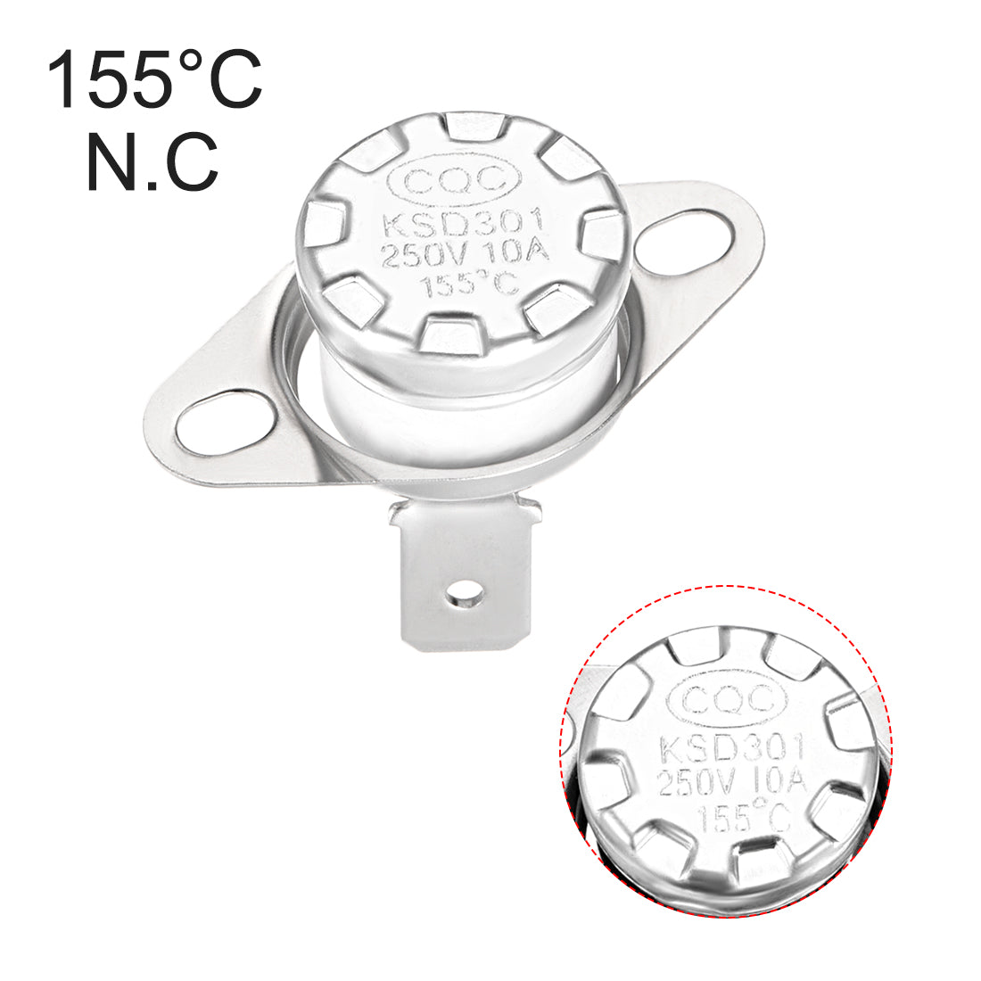 uxcell Uxcell Temperature Control Switch , Thermostat , KSD301 155°C , 10A , Normally Closed N.C 5pcs