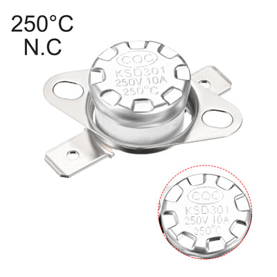 Harfington Uxcell Temperature Control Switch , Thermostat , KSD301 250°C , 10A , Normally Closed N.C 6.3mm Pin 2pcs