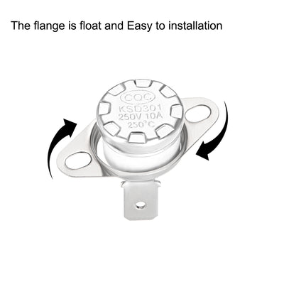 Harfington Uxcell Temperature Control Switch , Thermostat , KSD301 250°C , 10A , Normally Closed N.C 2pcs
