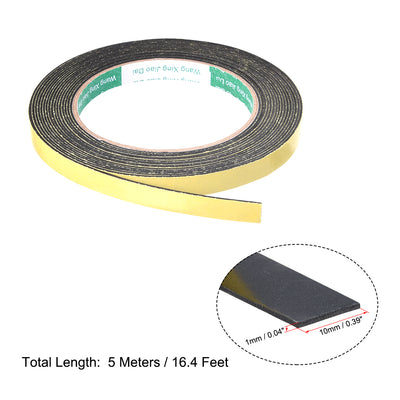 Harfington Uxcell Foam Seal Tape, 10mm Wide 1mm Thick 16.4 Feet Long Adhesive Weather Strip 2pcs