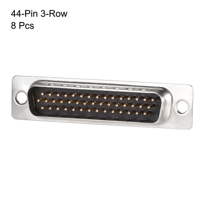 Harfington Uxcell D-sub Connector Male Plug 44-pin 3-row Port Terminal Breakout Solder Type for Mechanical Equipment CNC Computers Black 8pcs