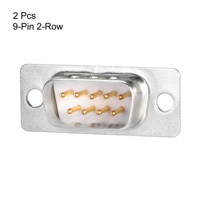 Harfington D-sub Connector Male Plug 9-pin 2-row Port Terminal Breakout Solder Type for Mechanical Equipment CNC Computers White 2pcs