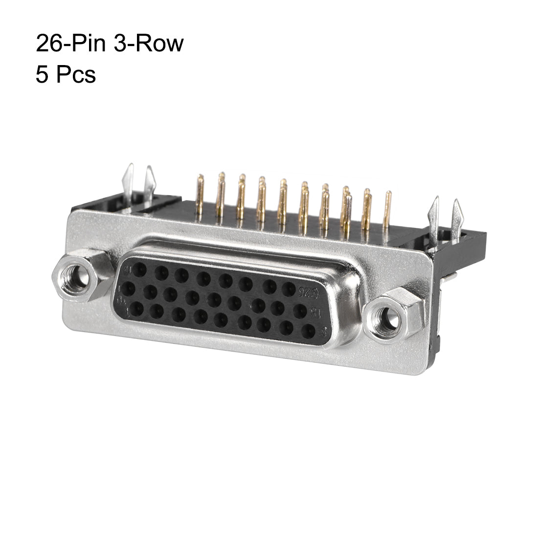 uxcell Uxcell D-sub Connector Female Socket 26-pin 3-row Right Angle Port Terminal Breakout for Mechanical Equipment Black 5pcs
