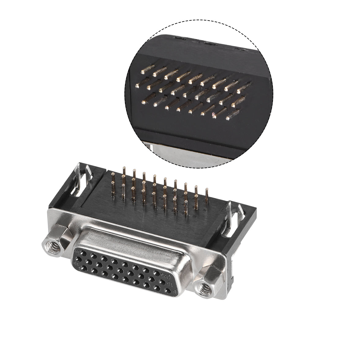 uxcell Uxcell D-sub Connector Female Socket 26-pin 3-row Right Angle Port Terminal Breakout for Mechanical Equipment Black 5pcs