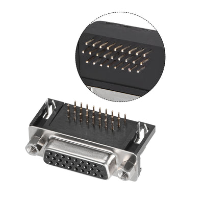 Harfington Uxcell D-sub Connector Female Socket 26-pin 3-row Right Angle Port Terminal Breakout for Mechanical Equipment Black 5pcs