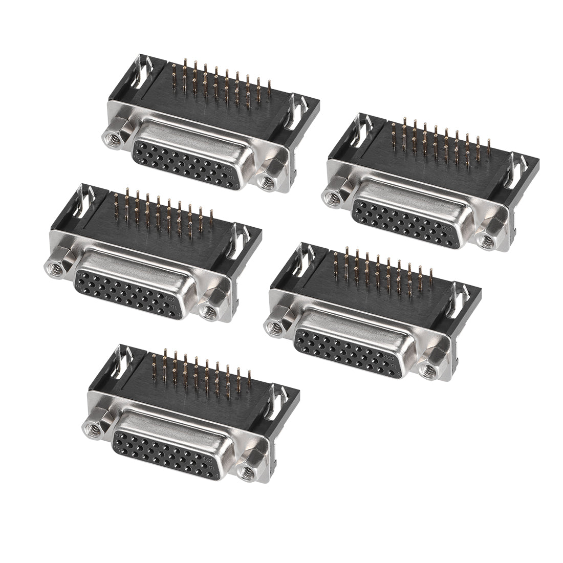 uxcell Uxcell D-sub Connector Female Socket 26-pin 3-row Right Angle Port Terminal Breakout for Mechanical Equipment Black 5pcs