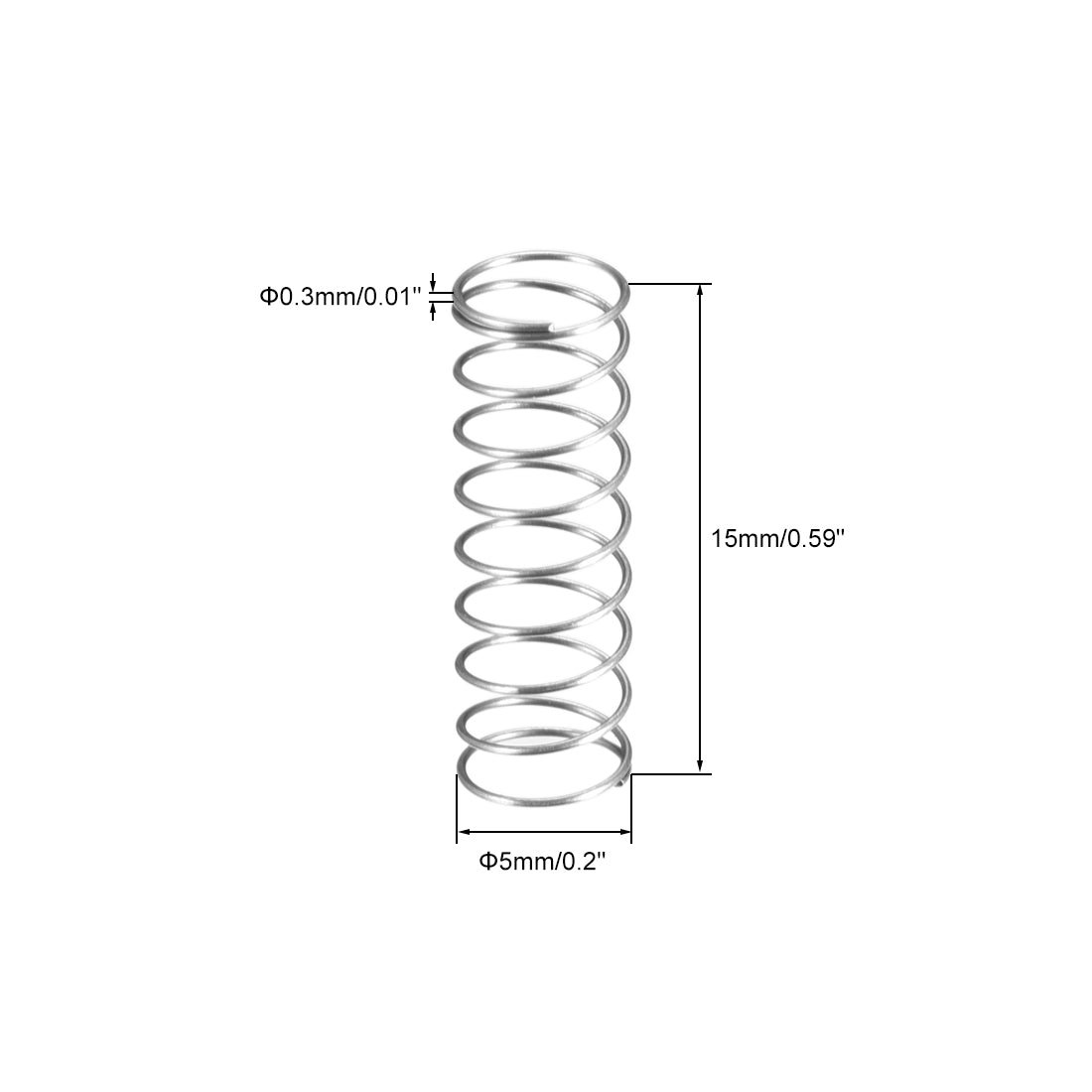 uxcell Uxcell 0.3x5x15mm Spring Steel Coil Extended Compressed Spring 10Pcs