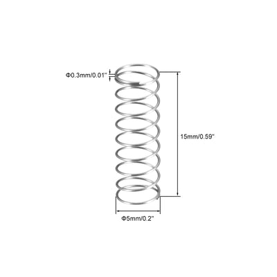 Harfington Uxcell 0.3x5x15mm Spring Steel Coil Extended Compressed Spring 10Pcs
