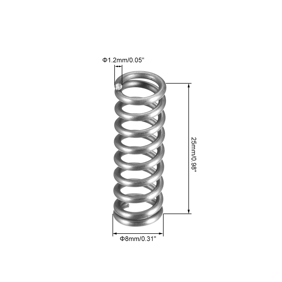 uxcell Uxcell 1.2x8x25mm Spring Steel Coil Extended Compressed Spring 5Pcs