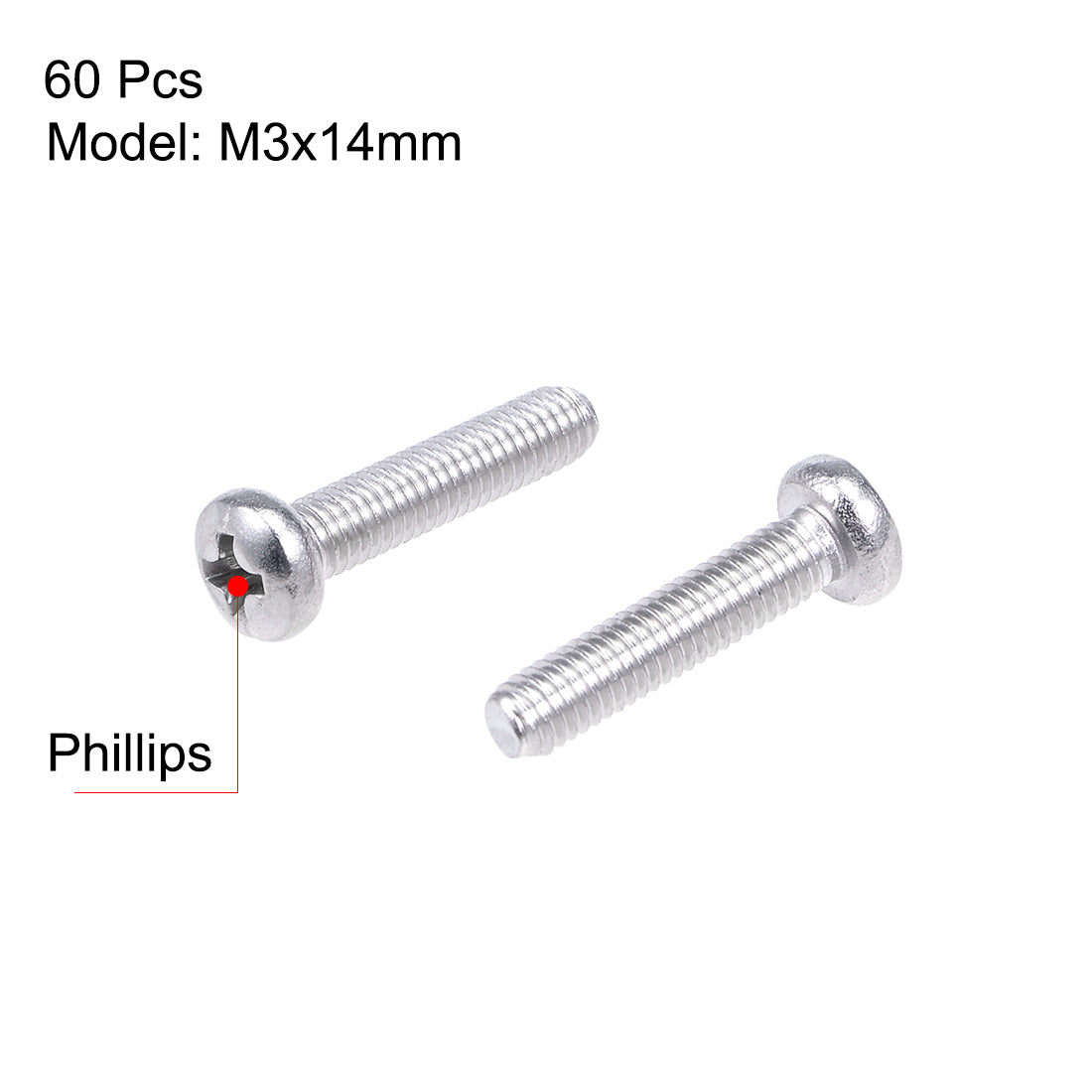 Harfington 60Pcs Stainless Steel Pan Phillips Head Machine Screw