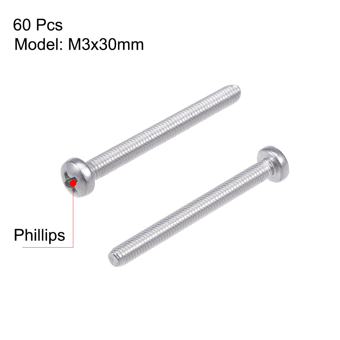 Harfington 60Pcs Stainless Steel Pan Phillips Head Machine Screw