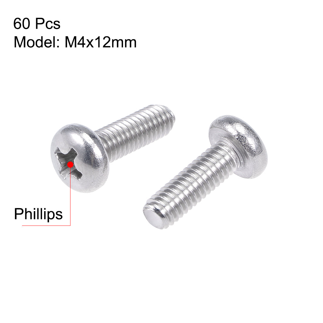 Harfington 60Pcs Stainless Steel Pan Phillips Head Machine Screw