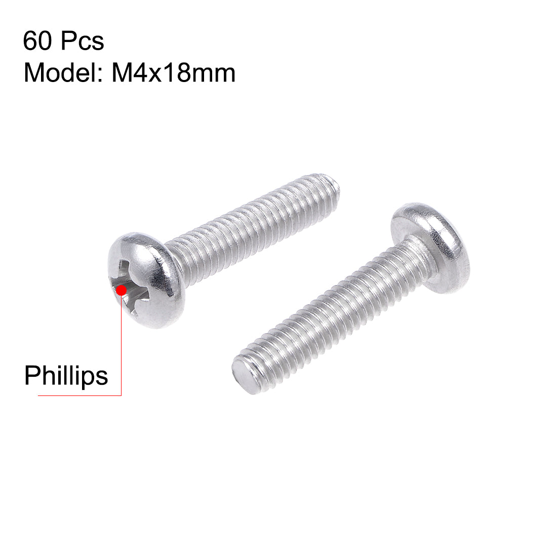 Harfington 60Pcs Stainless Steel Pan Phillips Head Machine Screw