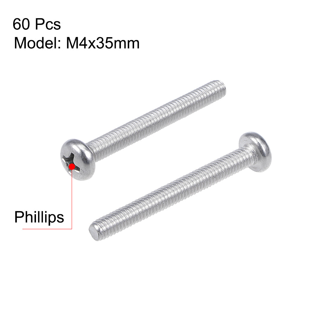 Harfington 60Pcs Stainless Steel Pan Phillips Head Machine Screw