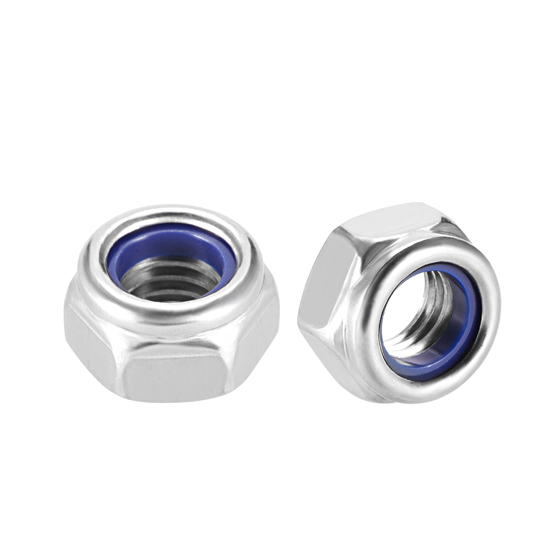 uxcell Uxcell M8x1.25mm Hex Lock Nuts Stainless Steel Nylon Insert Self-Lock Nuts, 5Pcs Silver