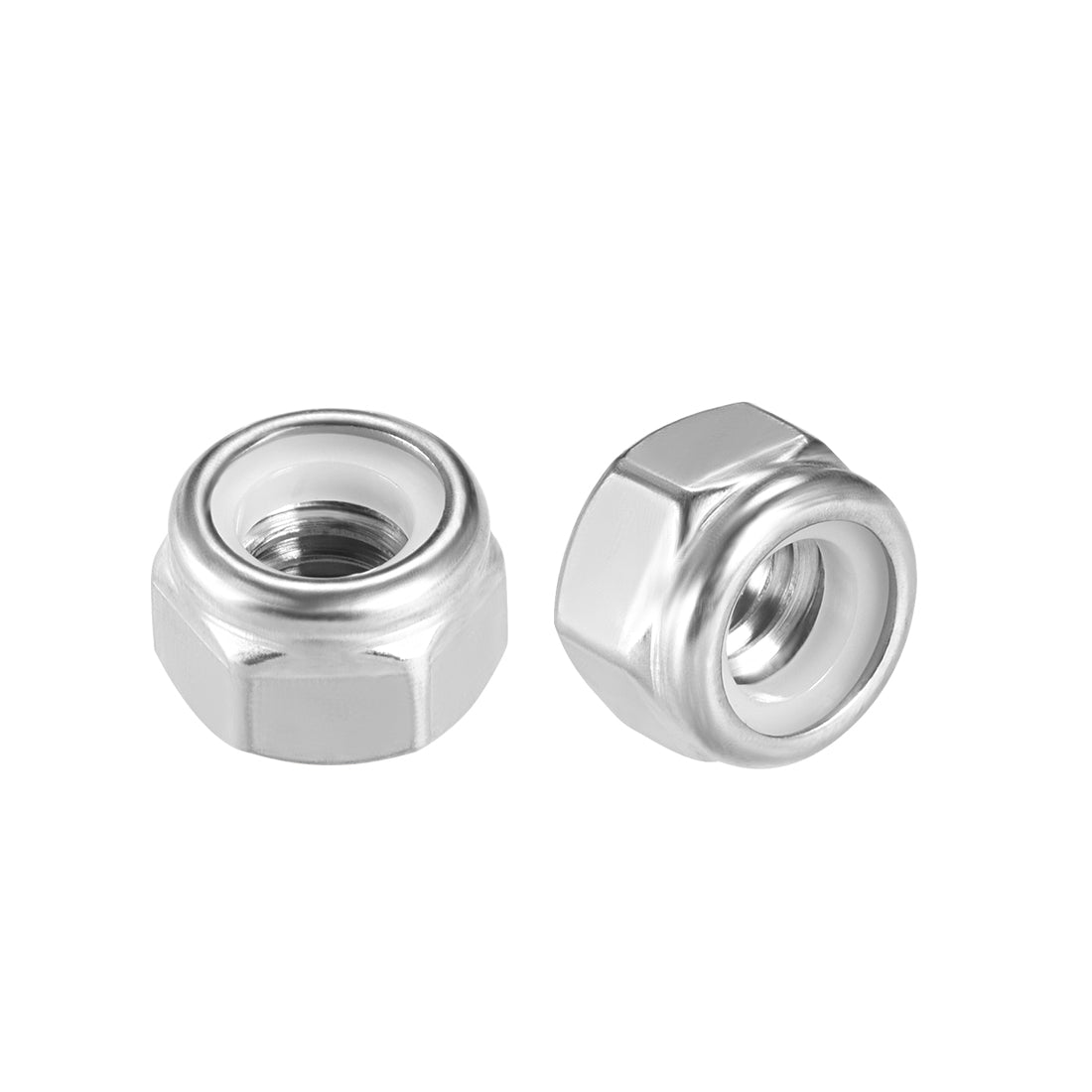 uxcell Uxcell 5/16"-18 Nylon Insert Hex Lock Nuts, 304 Stainless Steel, Plain Finish, 25 Pcs