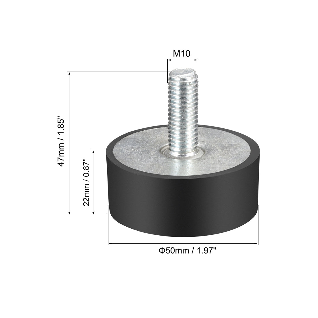 uxcell Uxcell M10 Thread Rubber Mounts,Vibration Isolators,Cylindrical w Studs 50 x 20mm 3pcs