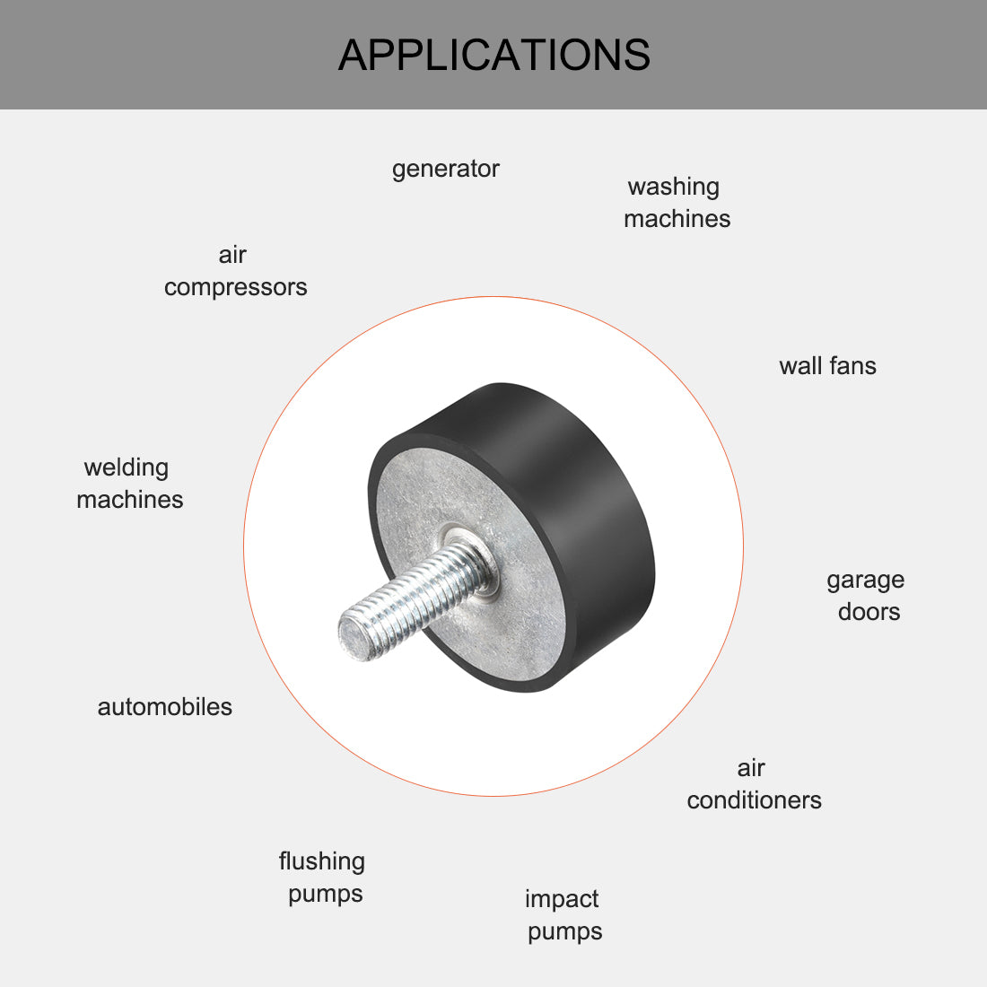 uxcell Uxcell M10 Thread Rubber Mounts,Vibration Isolators,Cylindrical w Studs 50 x 20mm 3pcs