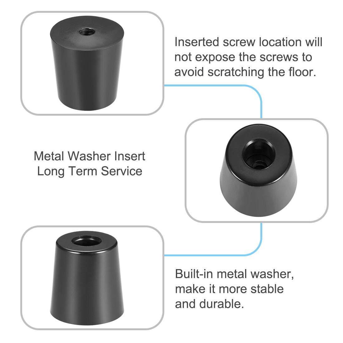 uxcell Uxcell D33 x 27 x H33mm Black Color Rubber Feet Anti Vibration Isolator Absorber Base Foot Pads,2pcs